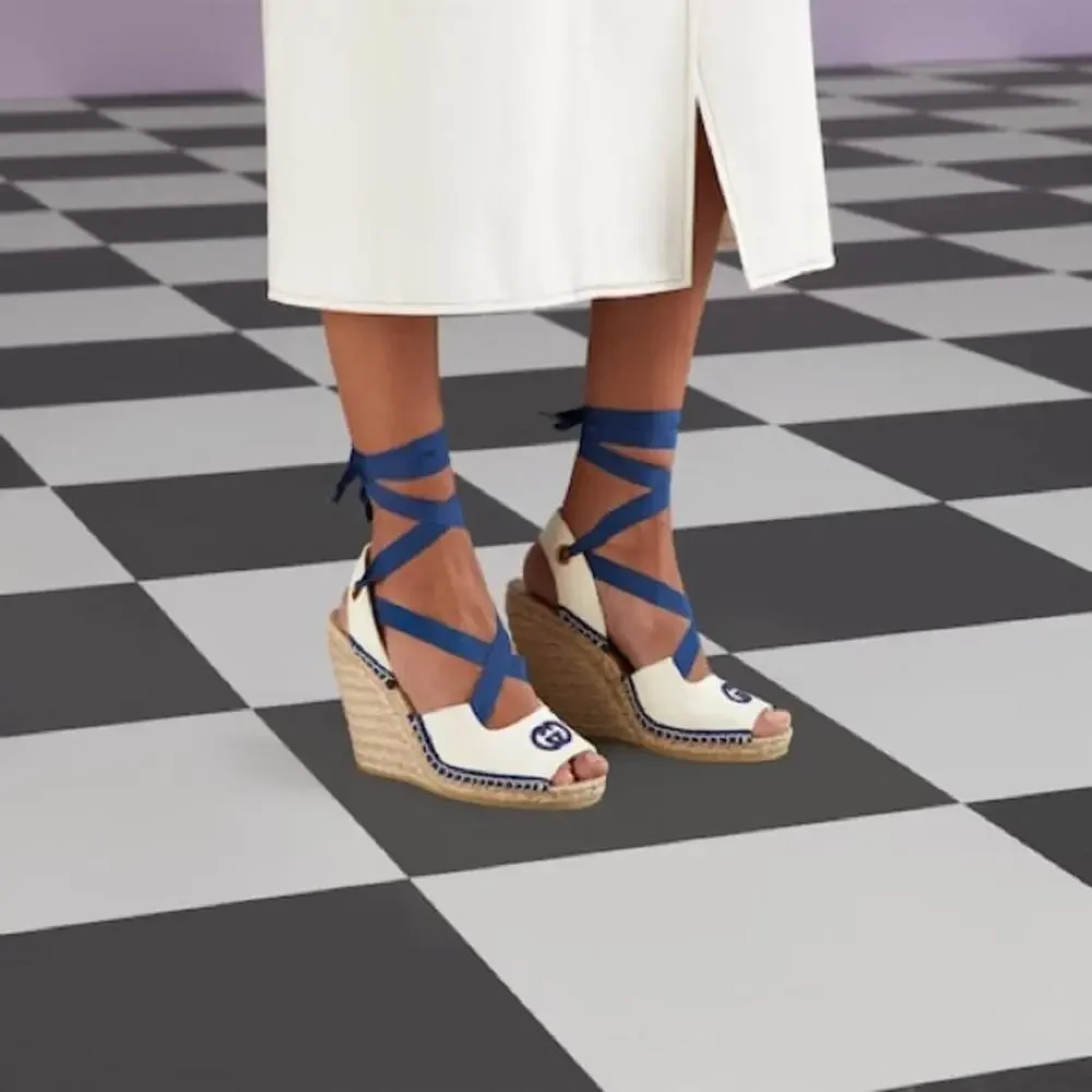 BNWT Gucci Women's Espadrille With Ribbon Tie Size 39.5 US 9.5 $895 - Picture 3 of 6